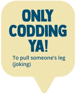 Only Codding Ya! Meaning: to pull someone's leg, make a joke